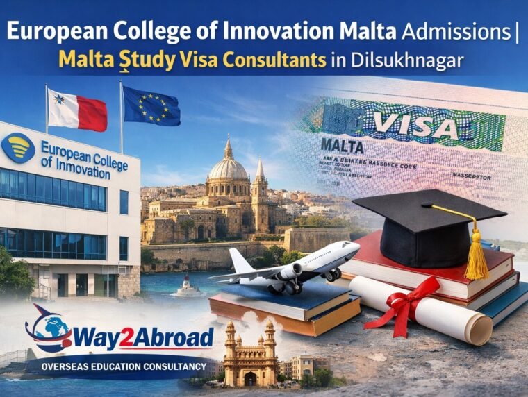 Get expert help for European College of Innovation Malta admissions from Way2Abroad Overseas Education Consultancy, trusted Malta study visa consultants in Dilsukhnagar.