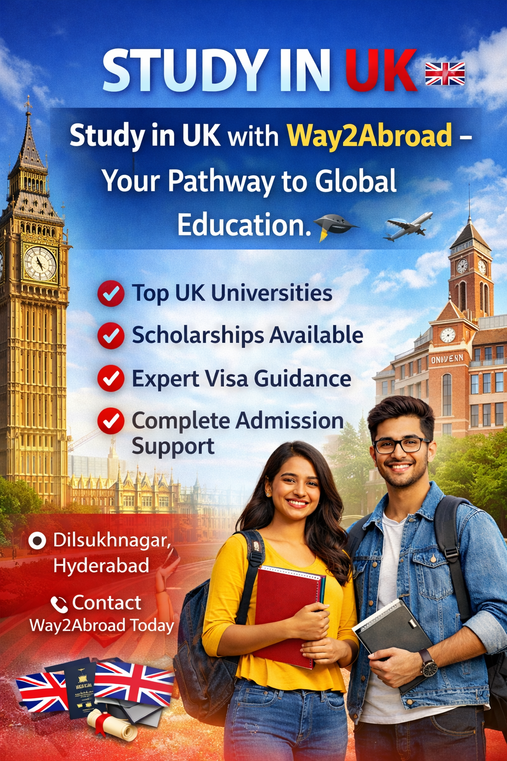 Study in UK with Way2Abroad – Your Pathway to Global Education. 🇬🇧